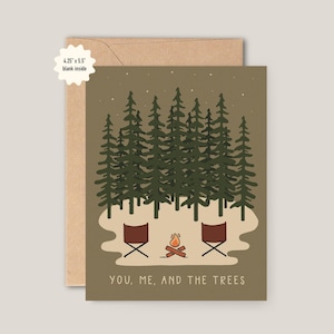 Tarjeta "Tú, yo y los árboles", tarjeta de pareja de acampada, tarjeta de camping, tarjeta de amigos de acampada, tarjeta de San Valentín de la amistad, tarjeta de felicitación de camping