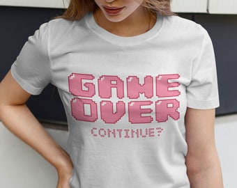 Game Over Vintage Gaming T-Shirt, Retro 8 Bit Gaming Shirt, Gift For Friends High Quality Print Unisex Shirt , Retro Gamer Shirt
