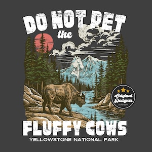 Yellowstone National Park PNG: Fluffy Cows Design (Digital Download)