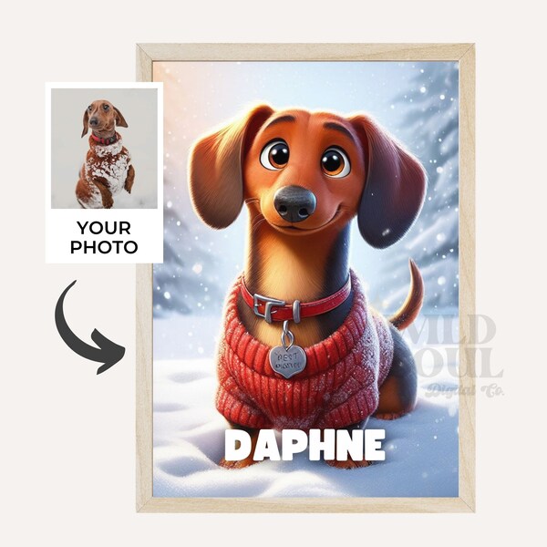 Portrait d'animal de compagnie personnalisé, portrait d'animal de compagnie de dessin animé, portrait d'animal de compagnie personnalisé, portrait d'animal de compagnie inspiré Pixar, portrait de dessin animé de chien, art mural animal de compagnie