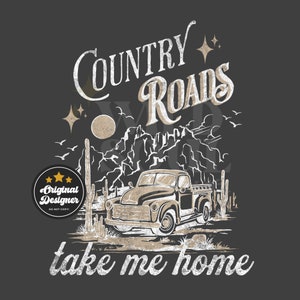 Country Roads Truck PNG: Western Graphic Design (Digital Download)
