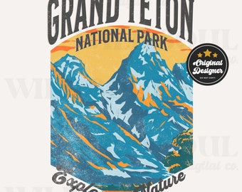 Grand Teton National Park PNG: Adventure Travel Design (Digital Download)