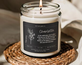 Birth Month Flower Candle: Personalized Soy Wax Birthday Gift
