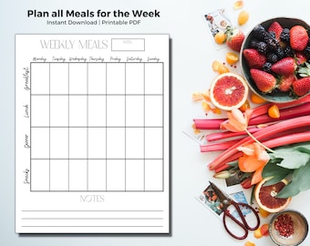 Weekly Meal Planner Printable | Weekly Family Menu | Meal Prep Weekly Planner | Download and Print Today