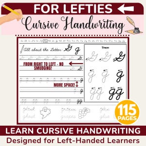Linkshänder Schreibschrift Arbeitsblätter für Kinder