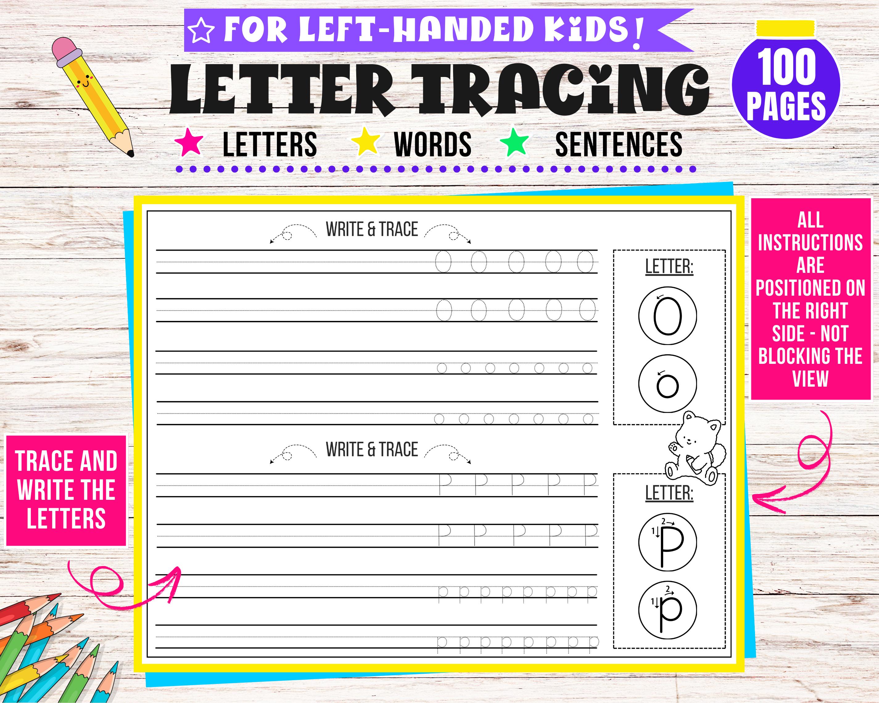 Left-handed Kids: Letter Tracing Workbook for Kids (PDF) - Etsy