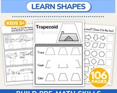 Preschool Math Worksheets, Shapes, Patterns & Measurement Activities for Kids, Early Math Skills