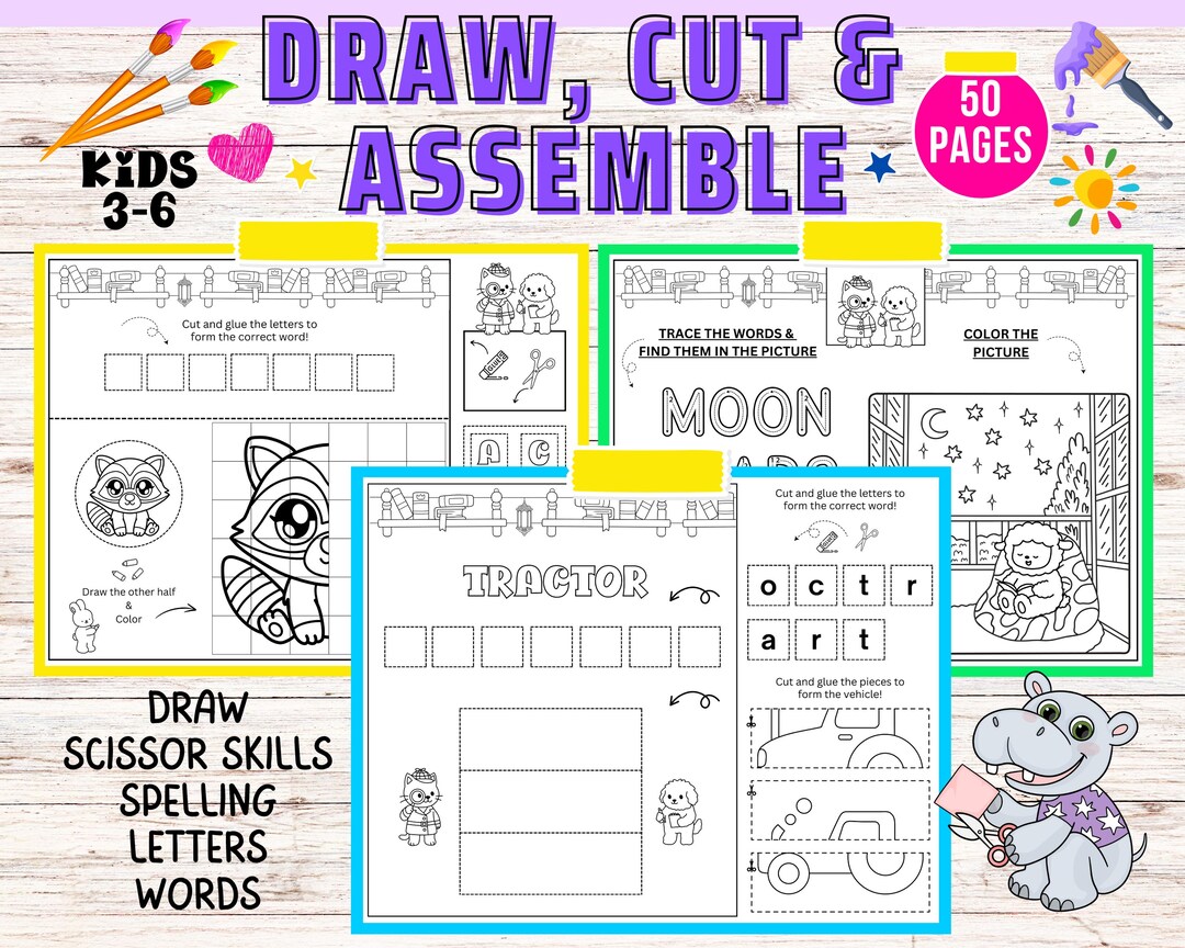 Scissor Skills Printable, Cut and Paste for Kids, Fun Summer Printables ...