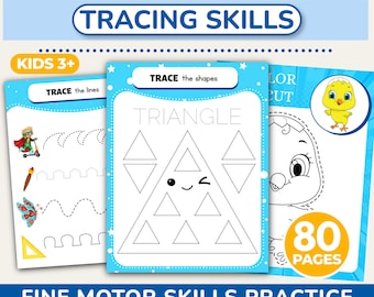 Pre-K Tracing Worksheets, Fine Motor Skills Practice, Lines, Letters, Shapes (PDF Download)