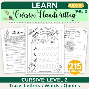 Cursive Handwriting Worksheets for Kids Vol 2:  Letters, Words & Quotes Practice (Printable PDF)