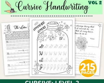 Cursive Handwriting Worksheets for Kids Vol 2:  Letters, Words & Quotes Practice (Printable PDF)