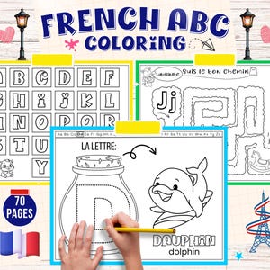 Learn French Alphabet, French Immersion Printables, Toddler ABC and Numbers Activities in French, Early French Learning, Mazes