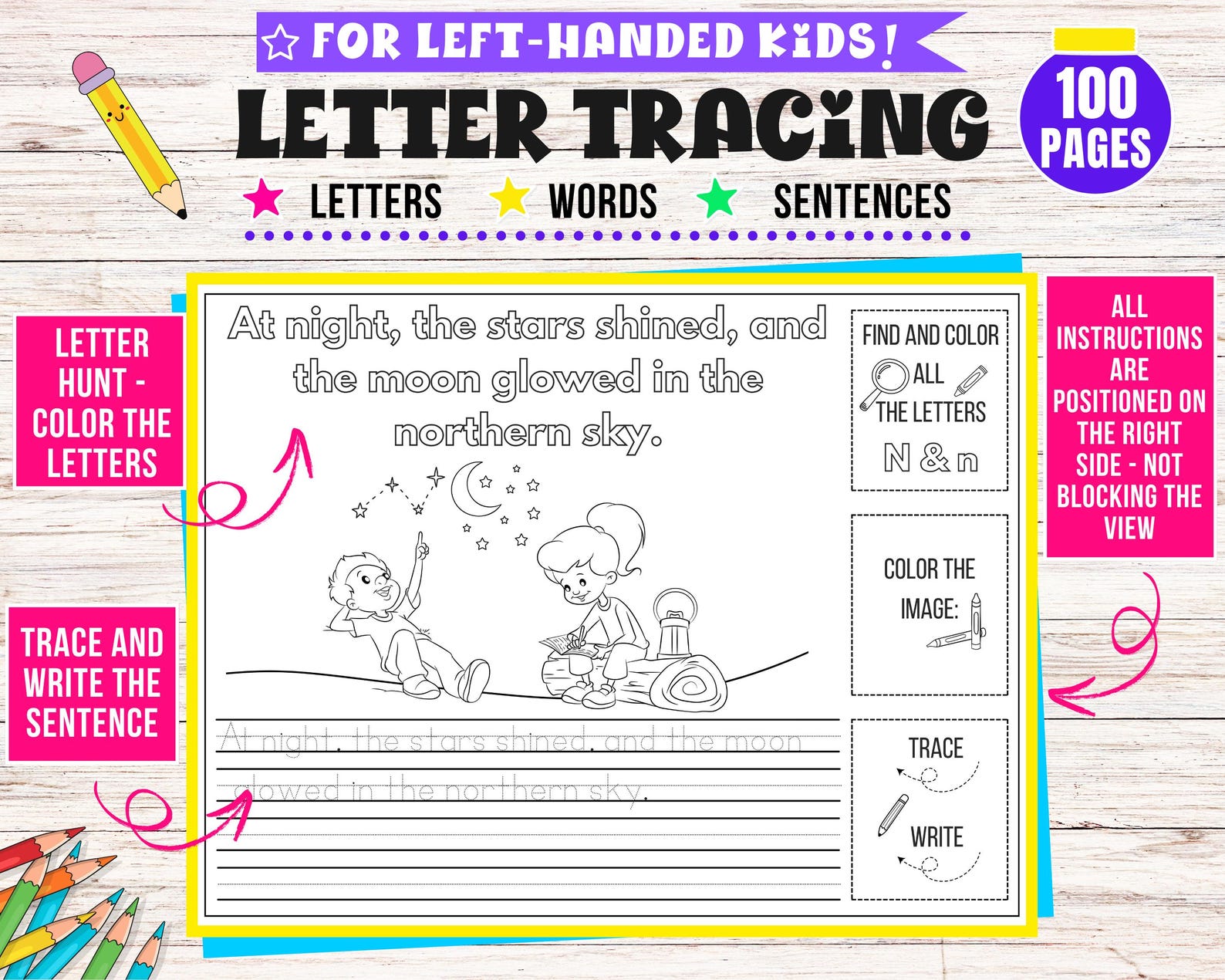 Left-handed Kids: Letter Tracing Workbook for Kids (PDF) - Etsy