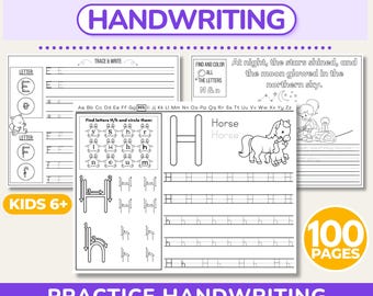 Letter Tracing Worksheets for Kids: Trace and Write Letters, Words, and Sentences  (Digital Download)