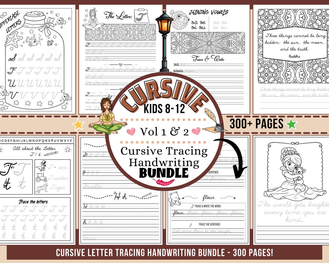 Cursive Handwriting Workbook Bundle for Kids 8-12 (PDF Download) - Etsy