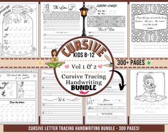 Cursive Handschrift Workbook-Bundle für Kinder 8-12 (PDF Download)