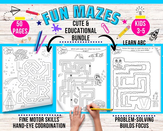 Kids Mazes Activity Book: Letter Recognition & Fine Motor Skills (PDF Download)