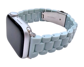 Bracelet en résine vert pastel pour Apple Watch 38 40 41 42 44 45 mm UK