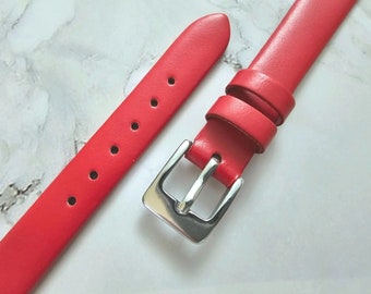 Cinturino di ricambio per cinturino orologio in pelle rossa premium da uomo, donna, da 8 mm a 30 mm