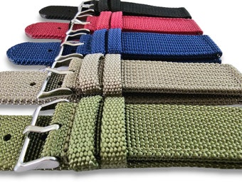 Sailcloth Canvas Watch Strap 18mm 20mm 22mm 24mm Khaki Green Red Blue Black replacement quick release military field