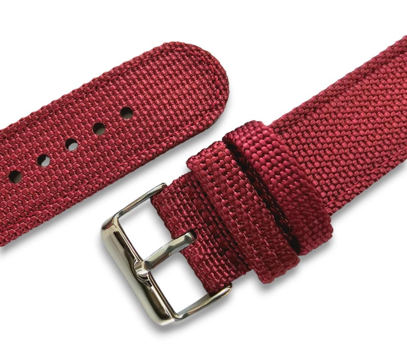 Cinturino per orologio in tela per vele 18mm 20mm 22mm 24mm Khaki Verde Rosso Blu Nero ricambio a sgancio rapido campo militare Oxblood Red