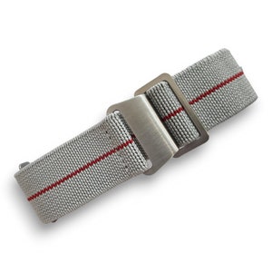 Bracelet de montre NATO nylon élastique Marine Nationale Parachute 18 20 22 mm Grey - Red Stripe