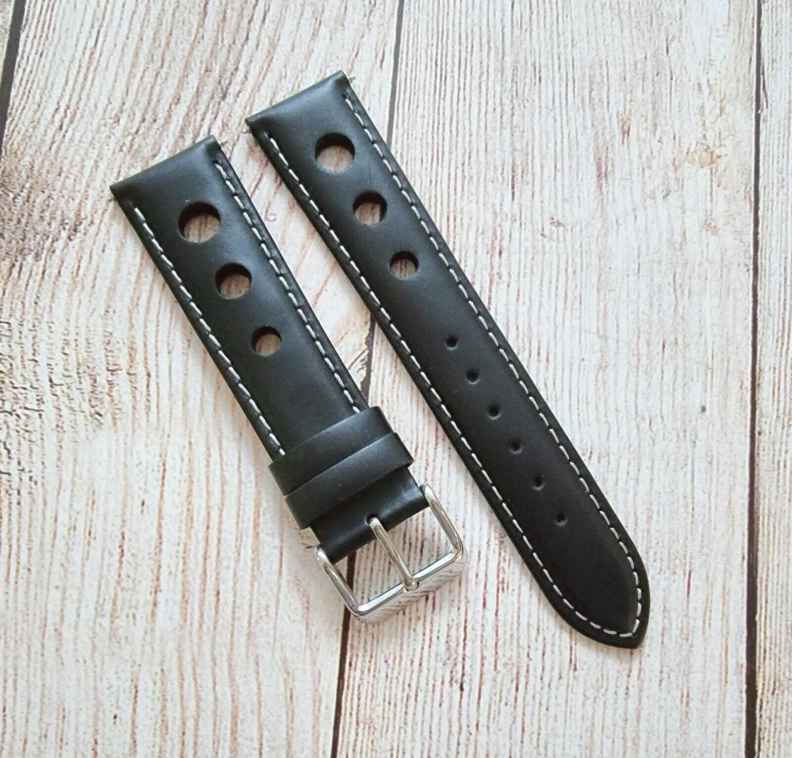 Premium Leather Hole Punch Padded Watch Strap Band 18mm 20mm Etsy