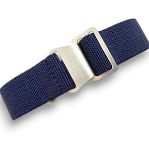 Bracelet de montre NATO nylon élastique Marine Nationale Parachute 18 20 22 mm Navy Blue