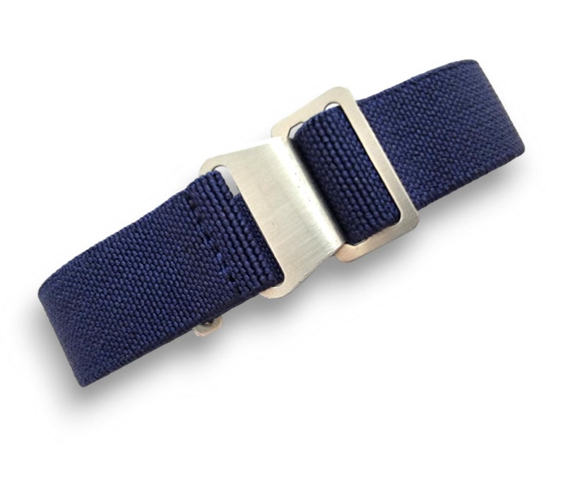 Bracelet de montre NATO nylon élastique Marine Nationale Parachute 18 20 22 mm Navy Blue