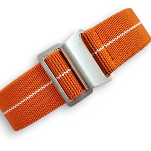 Bracelet de montre NATO nylon élastique Marine Nationale Parachute 18 20 22 mm Orange - White Stripe