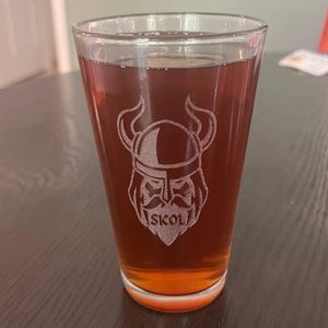 Viking Laser Engraved Pint & Shot Glasses | SKOL | Personalized with Custom Name