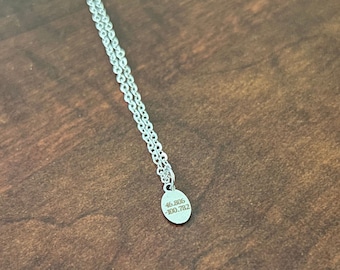 Personalized Engraved Necklace | Custom Coordinates Jewelry | Stainless Steel Pendant