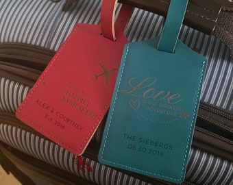 Couple's Personalized Leather Luggage Tags: Custom Travel Accessories