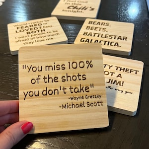 The Office Quotes Coasters: Laser Engraved Wood & Slate | Home Decor