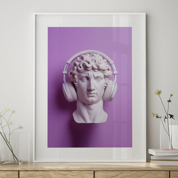 Poster,David listens to Music , Gallery Exhibition, Digital Download, Print Typography Aestethic Wall Art Cinema Vintage Retro Wandbehang