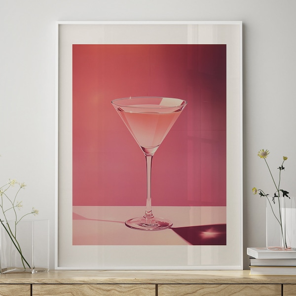 Poster Cocktail Cosmopolitan Daiquiri Digital Download Print Typography Aestethic Wall Art Trendy Retro Modern Design Lavender pink soft