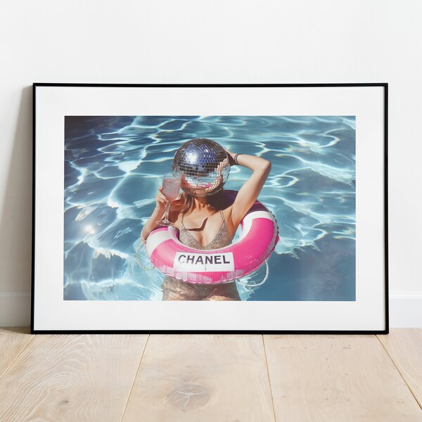 Poster Poolparty  Digital Download Druck Typographie Aestethic Wand Kunst Trendy Design Beauty Disco modern Art Wandbehang