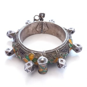 Antikes Berber Silberarmband mit Emaille aus Süd-MAROKKO-TIZNIT. Antike Berber Schmuck