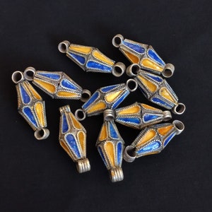 10 beautiful berber silver beads with enamel from southern MOROCCO-TIZNIT. Berber jewelry