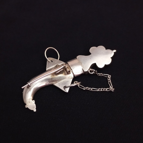 Broche Berbère Ancienne En Argent - Forme Poignard, Bijou Maghrébin - Occasion