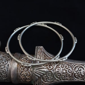 2 antique saharien silver bracelets from southern MOROCCO. Ancient berber jewelry