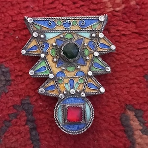 Berber silver pendant HERZ with enamel from MOROCCO.