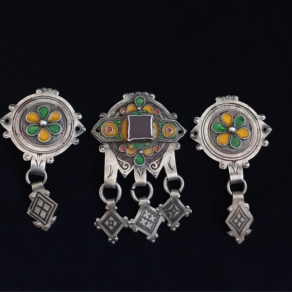 Full set of head crown, silver, ancient berbers from southern MOROCCO. Antique berber jewelry