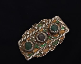 Very old rare pendant(herz). Ancient Berber silver with enamel from southern MOROCCO. Antique berber jewelry