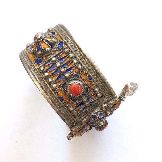 A Wonderful Berber Silver Bracelet With Enamel and Coral From 