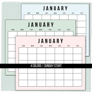 Blank Monthly Calendar, Digital Download, 8.5 X 11 in (US Letter ...