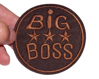 Big Boss Round Brown Patch Reinforcement Embroidered Iron-on Badge