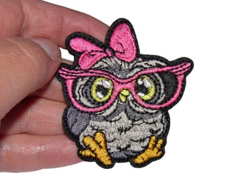 Patch Chouette à lunettes Renfort Écusson brodé thermocollant