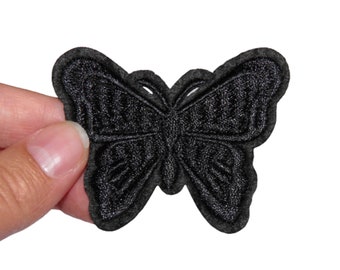 Black butterfly patch Reinforcement Embroidered iron-on badge