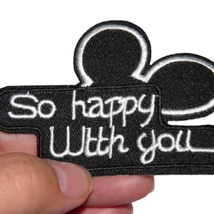 "So happy" patch Reinforcement Embroidered iron-on badge